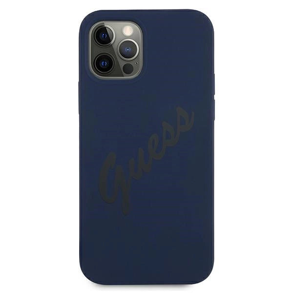 Guess GUHCP12MLSVSBL iPhone 12/12 Pro 6.1" blå/blå hardcase Script Vintage