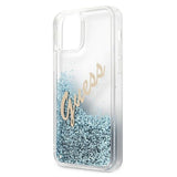 Guess GUHCP12SGLVSBL iPhone 12 mini 5.4" blå/blå hardcase Glitter Vintage Script