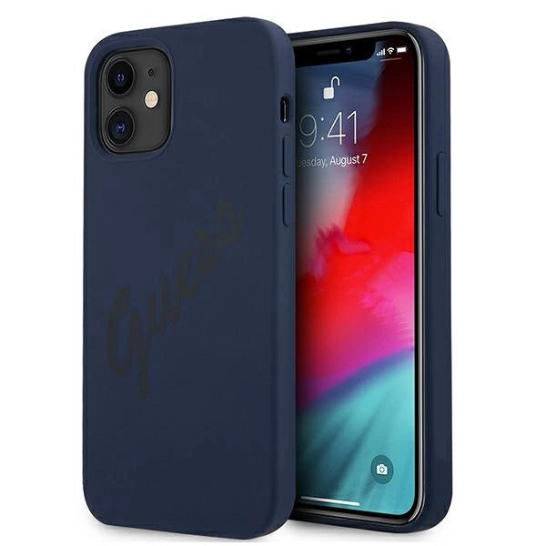 Guess GUHCP12SLSVSBL iPhone 12 mini 5.4" blå/blå hardcase Script Vintage