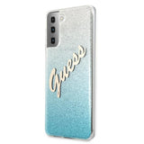 Guess GUHCS21MPCUGLSBL S21+ G996 blå/blå hardcase Glitter Gradient Script