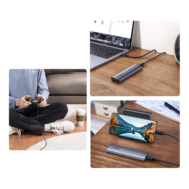 Ugreen M.2 SSD bay USB 3.2 Gen 2 drive (SuperSpeed USB 10 Gbps) + USB Type C cable 0.5m gray (CM400 10902)