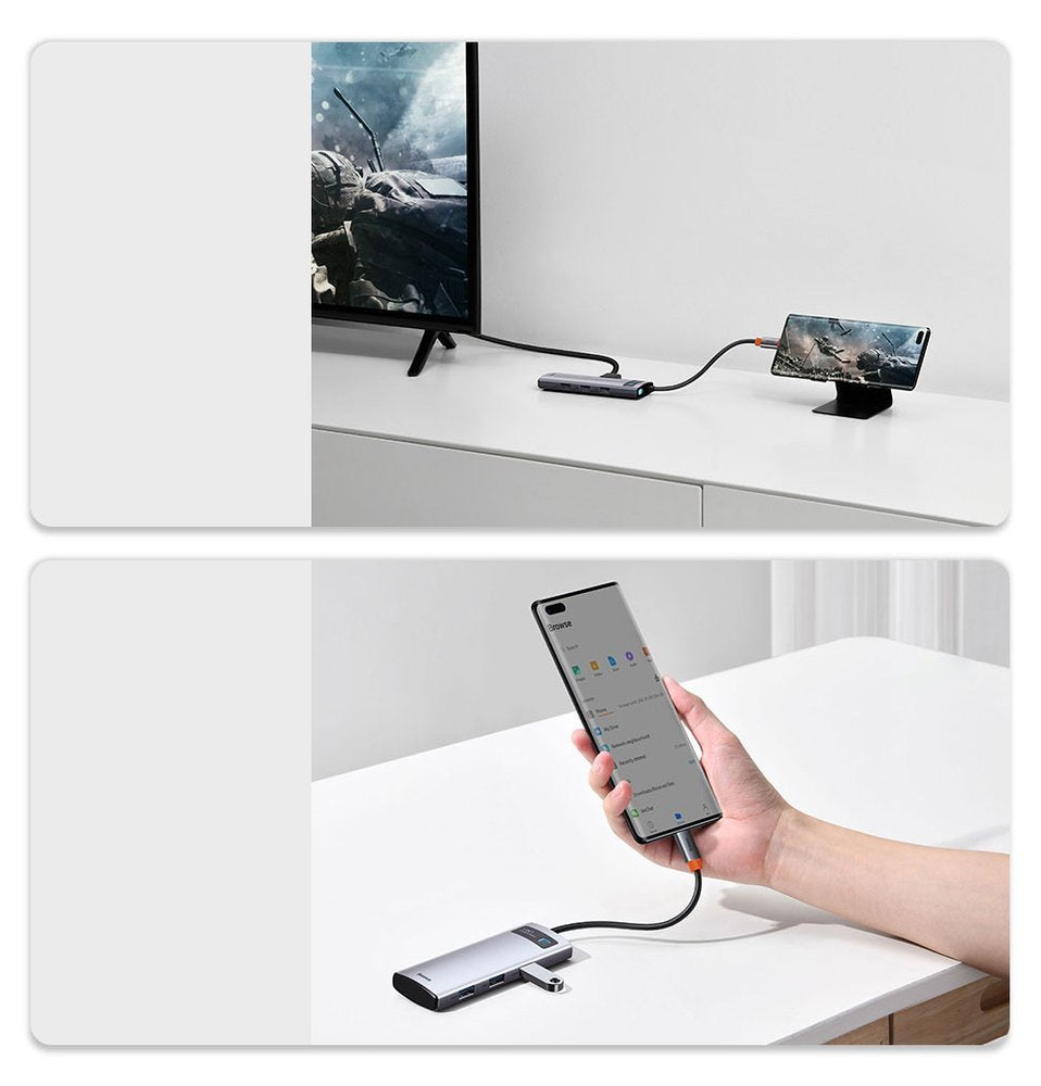 Baseus Metal Gleam Series 5-in-1 Multifunctional HUB USB Type C - USB Type C Power Delivery 100 W / HDMI 4K 30 Hz / 3x USB 3.2 Gen 1 (CAHUB-CX0G)