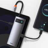 Baseus Metal Gleam 6-in-1 USB-C - USB-C PD 100W HUB 1x HDMI 4K 30Hz 3x USB-A 3.2 1x RJ45 - gray