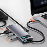 Baseus Metal Gleam 6-in-1 USB-C - USB-C PD 100W HUB 1x HDMI 4K 30Hz 3x USB-A 3.2 1x RJ45 - gray
