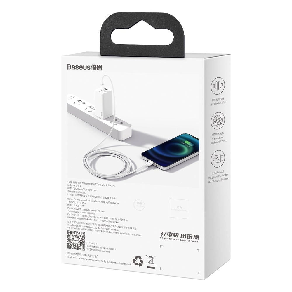 Baseus Superior Series USB-C / Lightning PD 20W 1 m kabel - hvid