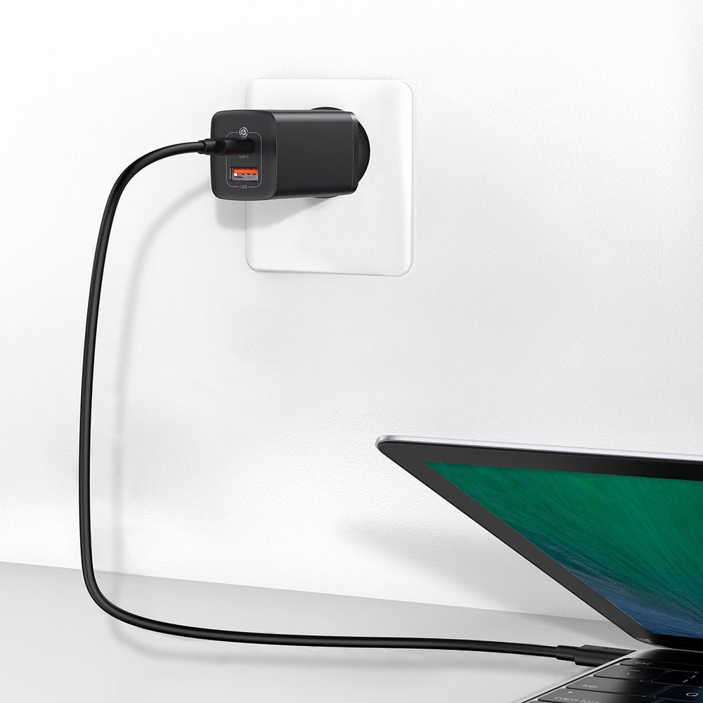 Baseus GaN2 Lite fast charger 65W USB / USB Type C Quick Charge 3.0 Power Delivery (gallium nitride) black (CCGAN2L-B01)