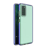 Spring Case klar TPU gel beskyttende cover med farverig ramme til Samsung Galaxy A72 4G mørk blå