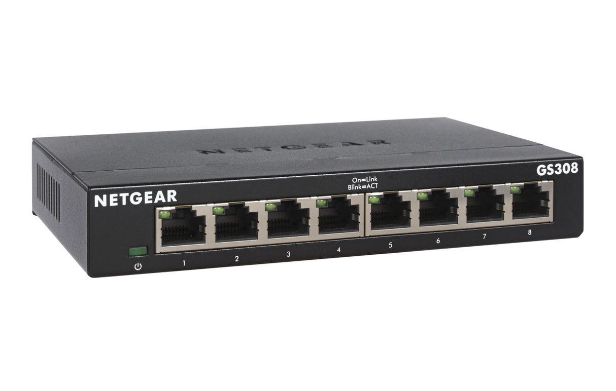 NETGEAR GS308-300PES netværksswitch Ikke administreret L2 Gigabit Ethernet (10/100/1000) Sort
