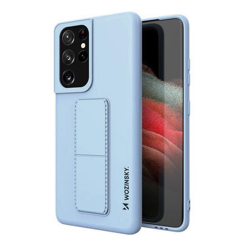 Wozinsky Kickstand Case Silicone Case med Stativ til Samsung Galaxy S21 Ultra 5G lysblå