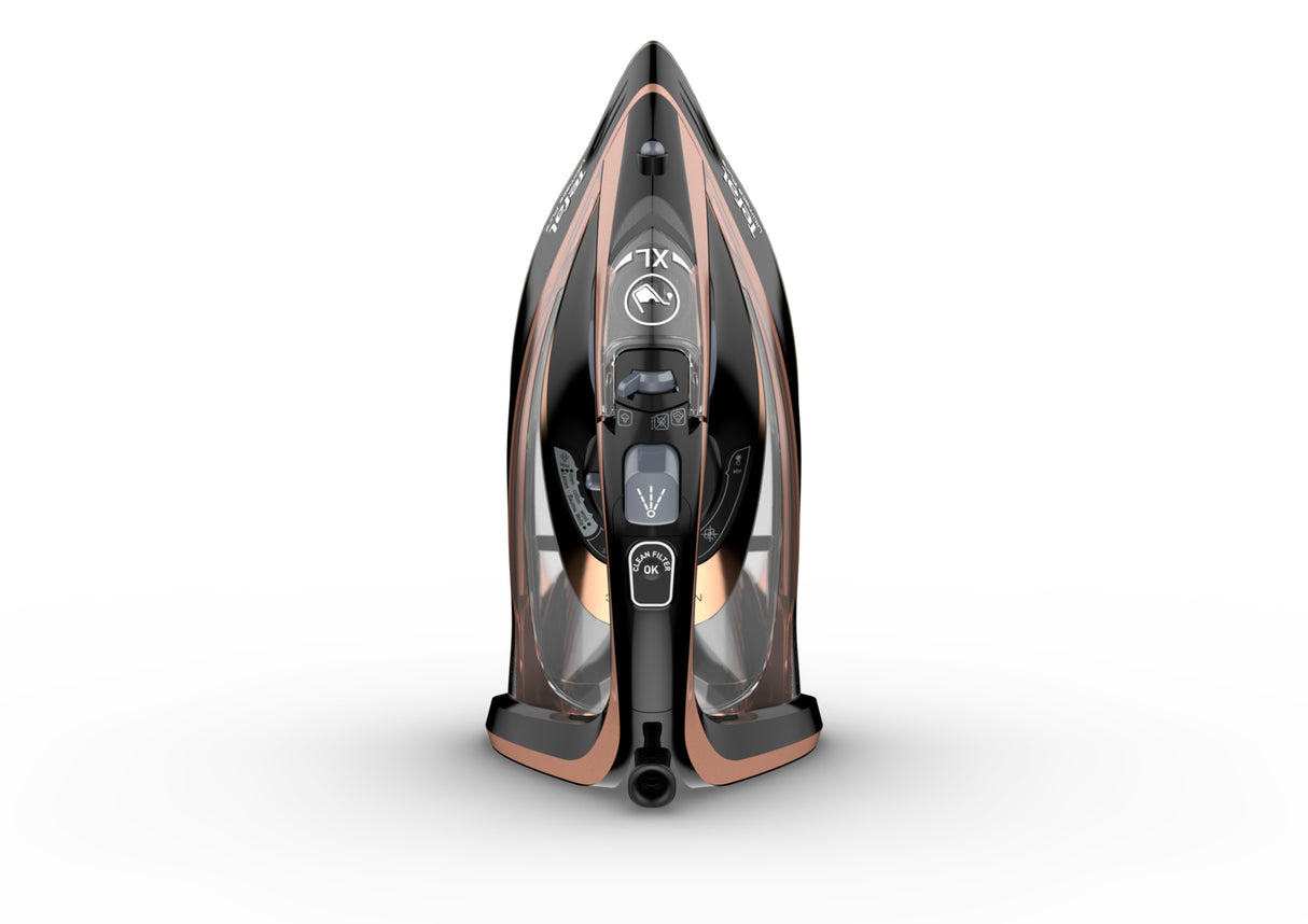 Tefal Ultimate Pure FV9845 Tør & dampstrygejern Durilium autoclean strygesål 3100 W Sort, Kobberfarve