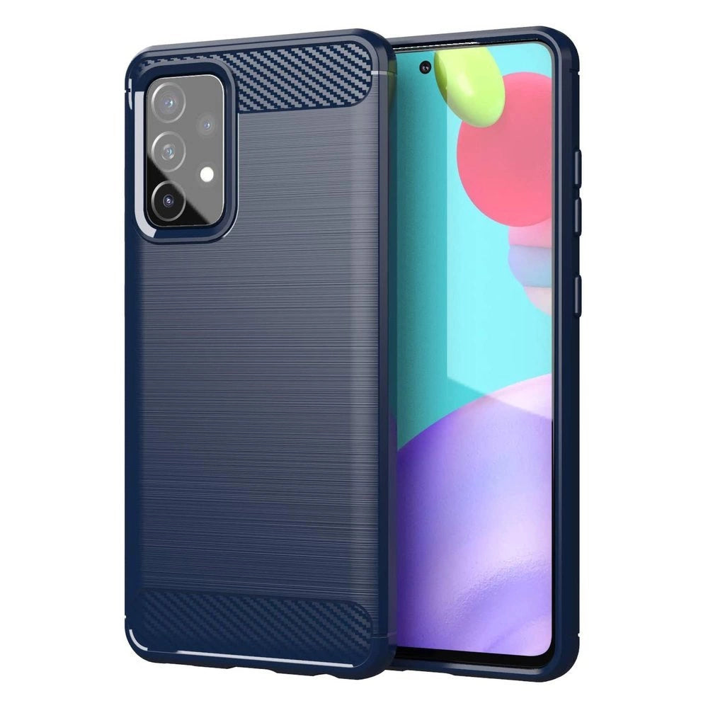 Carbon Case Flexible Cover TPU Case til Samsung Galaxy A72 4G blå