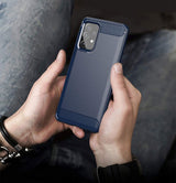 Carbon Case Flexible Cover TPU Case til Samsung Galaxy A72 4G blå