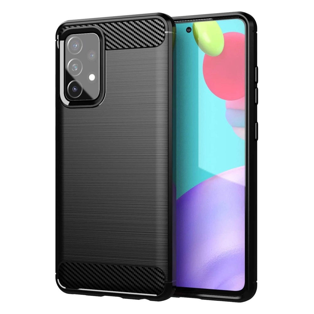 Carbon Case Flexible Cover TPU Case til Samsung Galaxy A72 4G sort