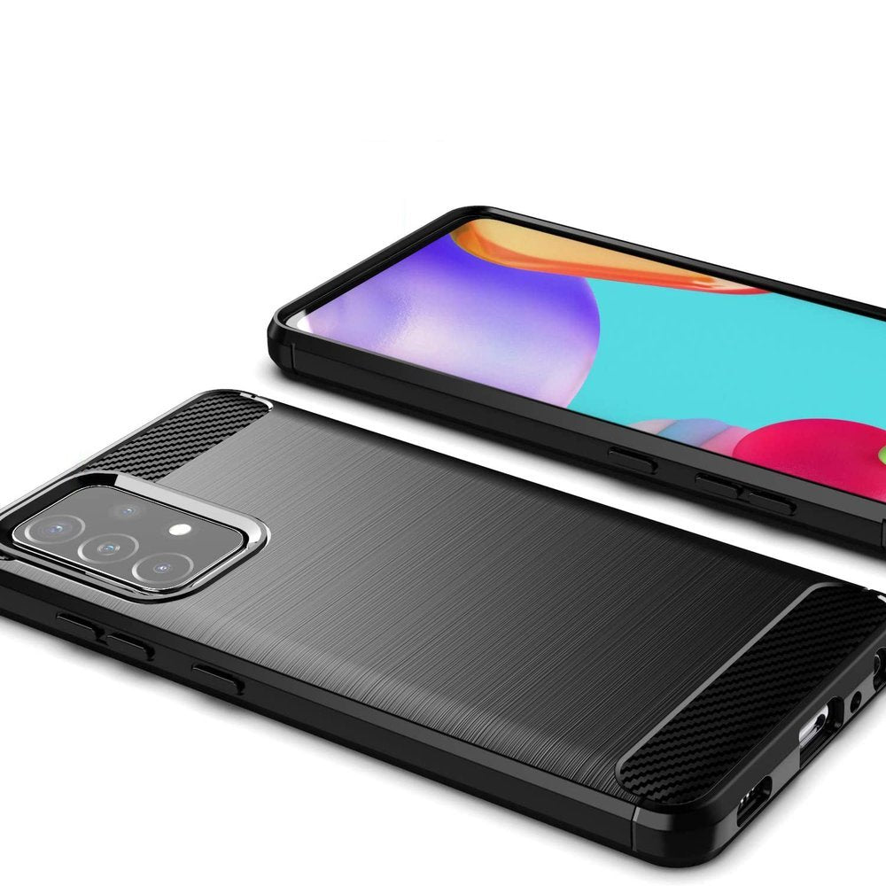 Carbon Case Flexible Cover TPU Case til Samsung Galaxy A72 4G sort