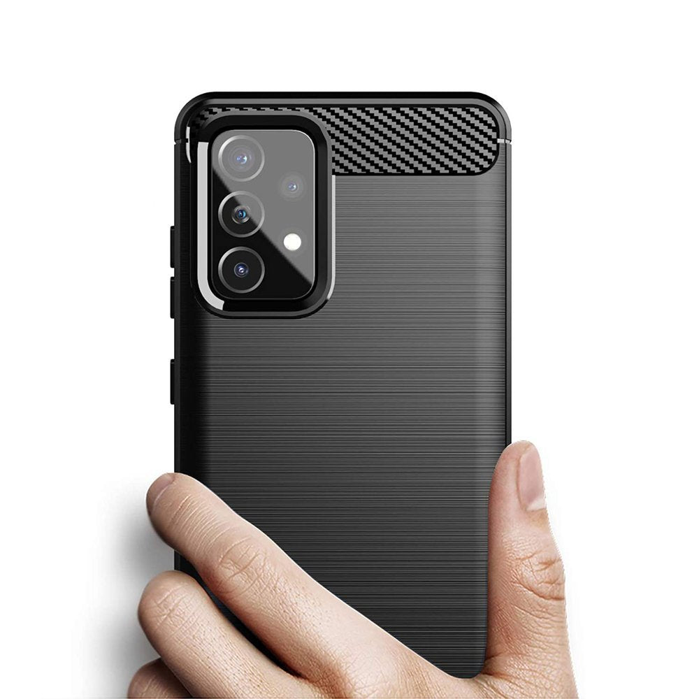 Carbon Case Flexible Cover TPU Case til Samsung Galaxy A72 4G sort