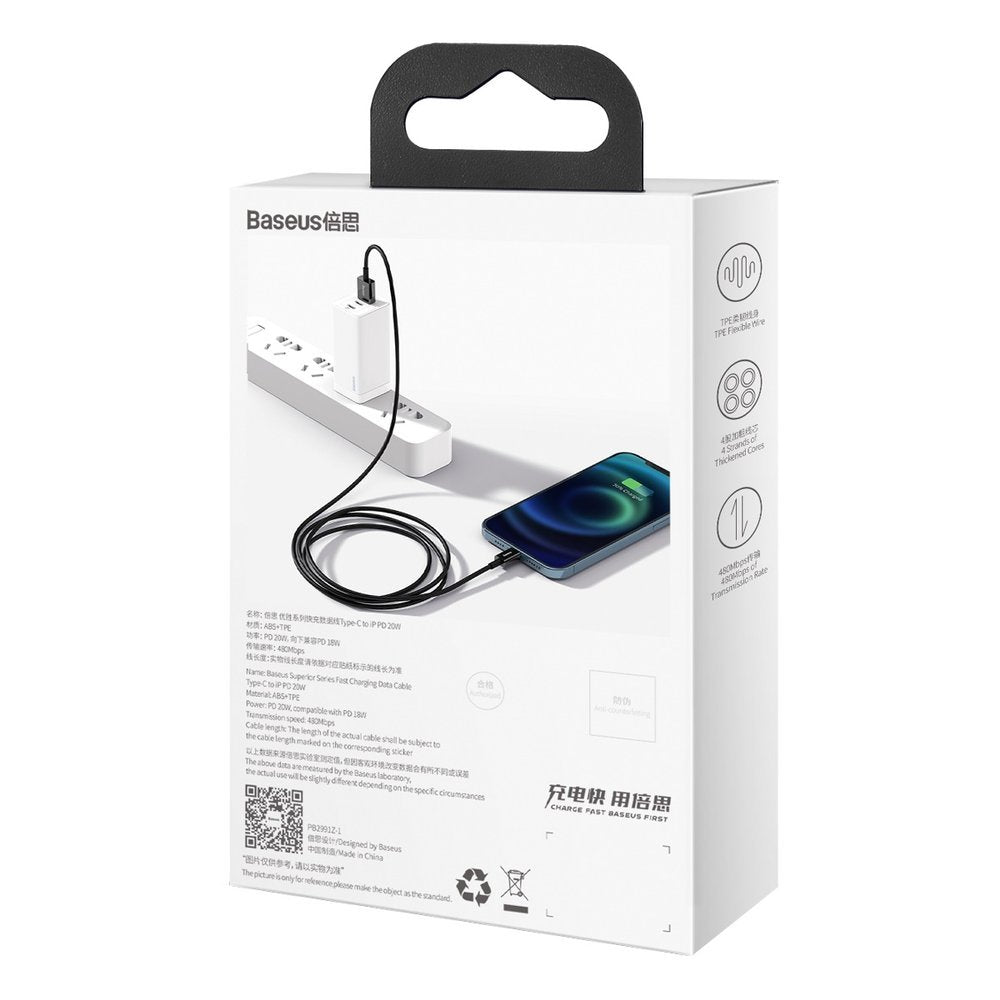 Baseus Superior USB - Lightning kabel 2,4 A 2 m sort (CALYS-C01)