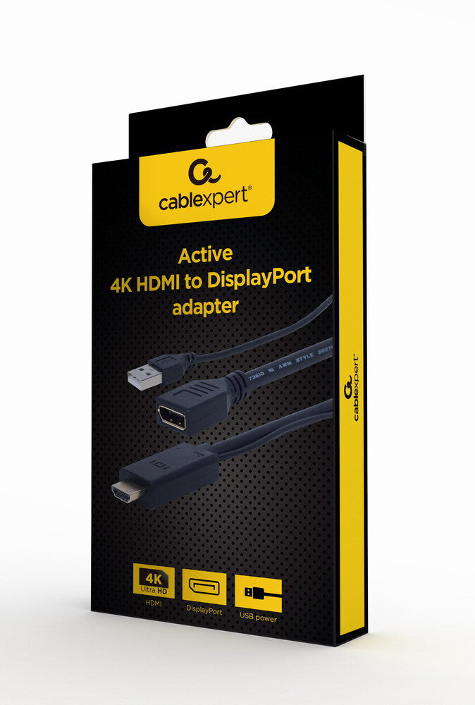 Gembird A-HDMIM-DPF-01 videokabel adapter 0,1 m HDMI Type A (Standard) DisplayPort + USB Type-A Sort