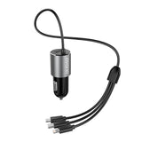 Dudao 3in1 USB Car Charger 3.4A Built-in Lightning / USB Type C / Micro USB Cable Black (R5ProN Black)
