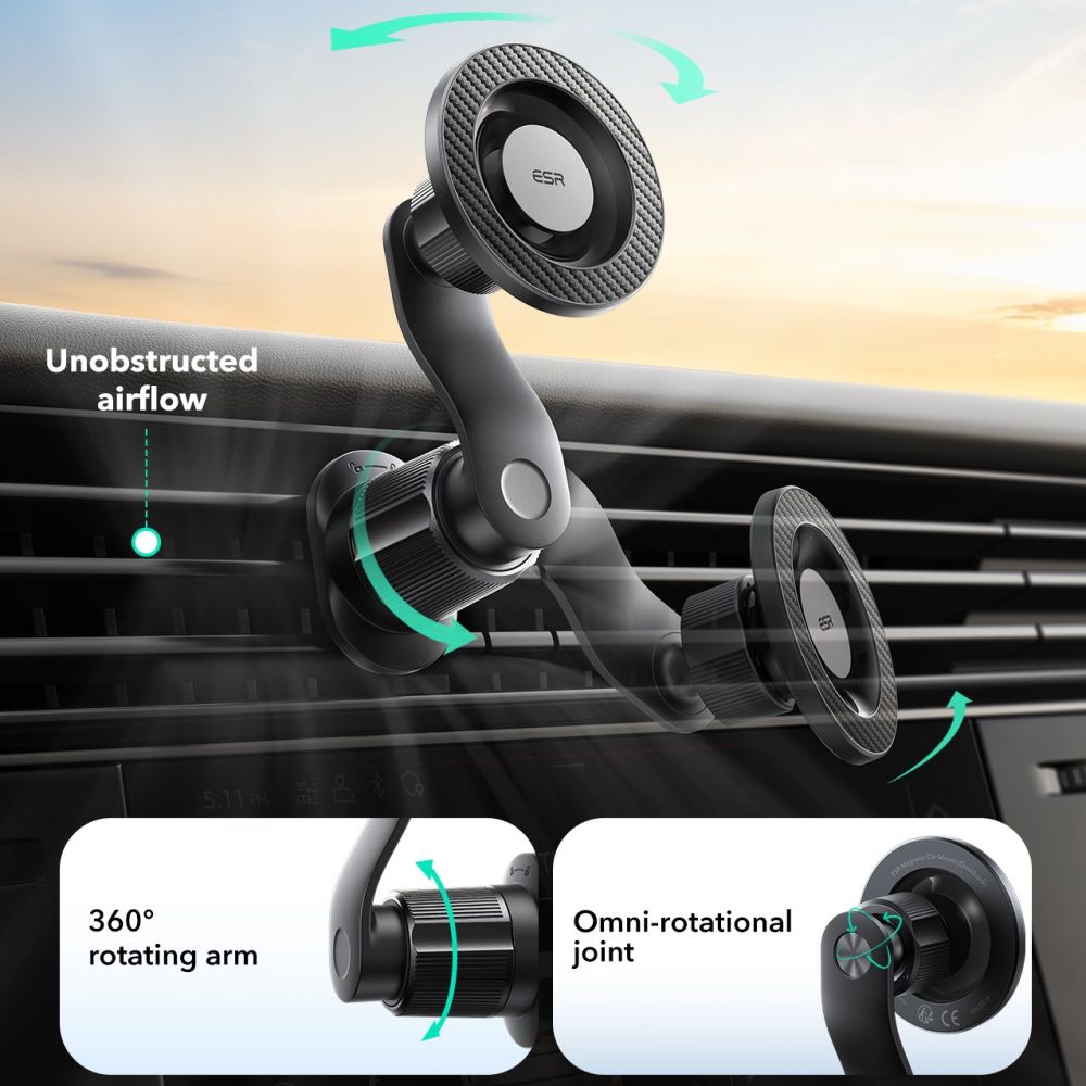 Esr Omnilock Magnetisk Magsafe Ventilationsbelågning Sort