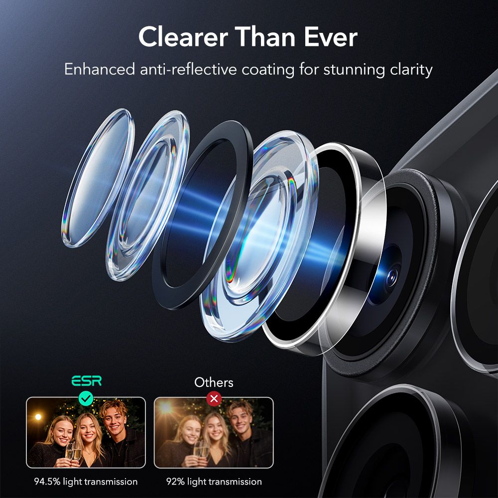 Kamera Beskyttelse Na Aparat Esr Armorite Camera Protector Iphone 14 Pro / Max / 15 Pro / Max / 16 Pro / Max / 17 Pro / Max Clear