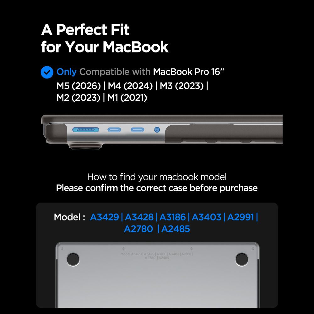 Spigen Airskin Macbook Pro 16 M1 M5 / M5 Pro / M5 Pro Max 2021 2026 Frost Sort