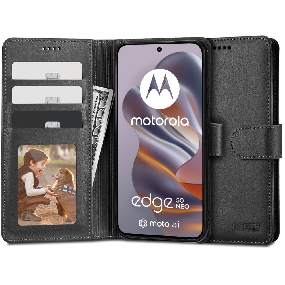 Tech Protect Tegnebog Motorola Edge 50 Neo / 60 Neo Sort