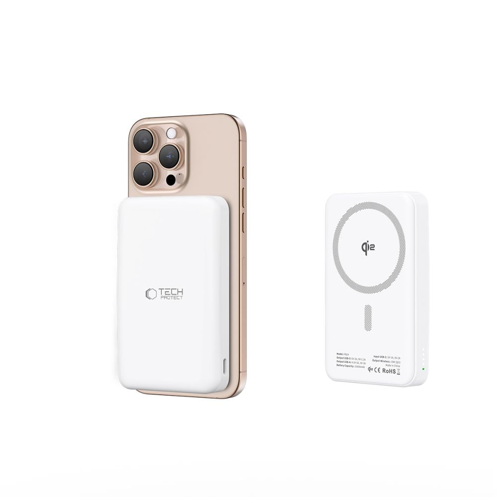 Tech Protect Pb24 Lifemag Qi2 Magsafe Powerbank 10000 M Ah Hvid