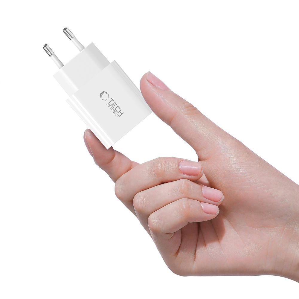 Tech Protect Nc20 W 1 Port Netværksopladder Pd 20 W + Type C Kabel Hvid