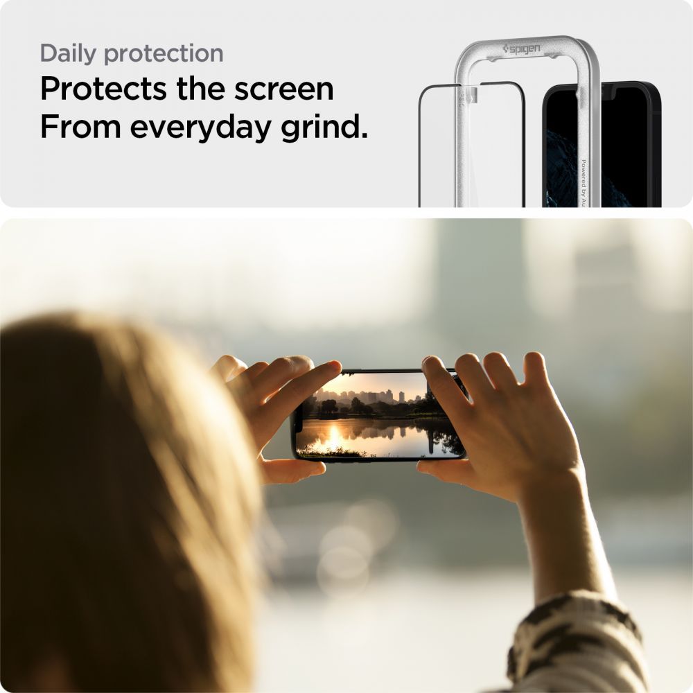 Hærdet Glas Spigen Alm Glass Fc Iphone 13 / 13 Pro / 14 / 16 E / 17 E Sort