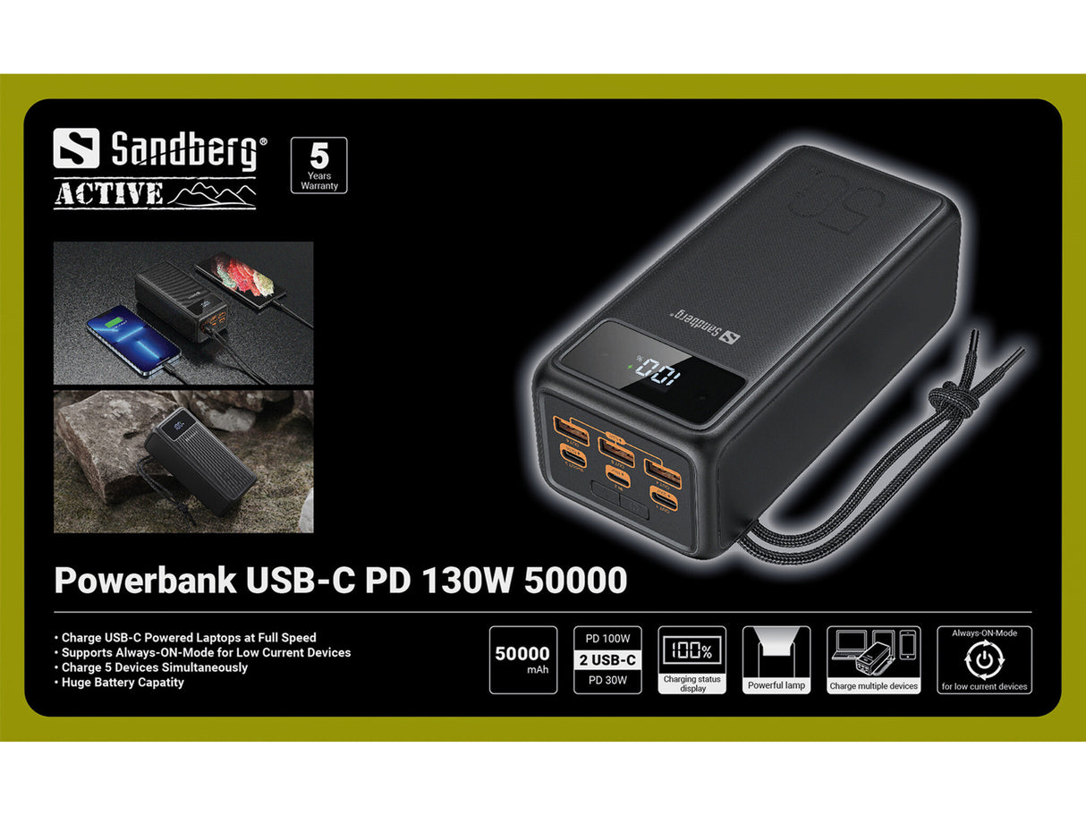 Sandberg 420-75 powerbank Lithium-Ion (Li-Ion) 50000 mAh Sort