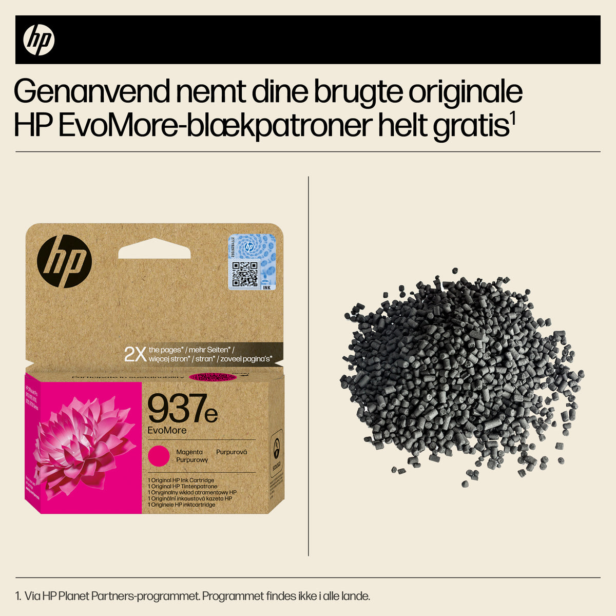 HP 937e EvoMore Magenta 1650 sider Blæk