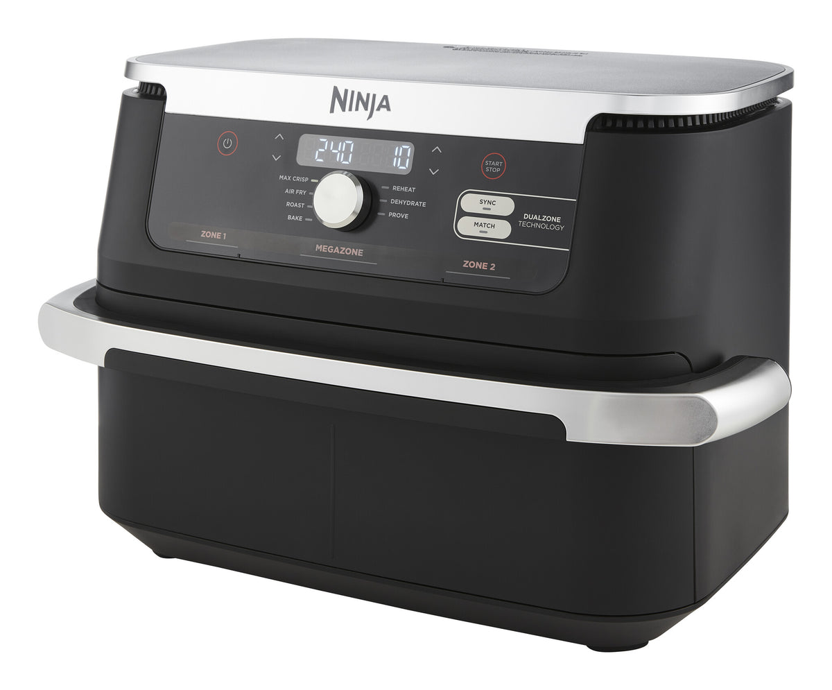 Ninja AF500EU frituregryde Dobbelt 10,4 L Enkeltstående 2470 W Varmluftsteger Sort, Rustfrit stål