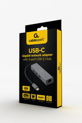 Gembird A-CMU3-LAN-01 dockingstation USB 3.2 Gen 1 (3.1 Gen 1) Type-C Grå