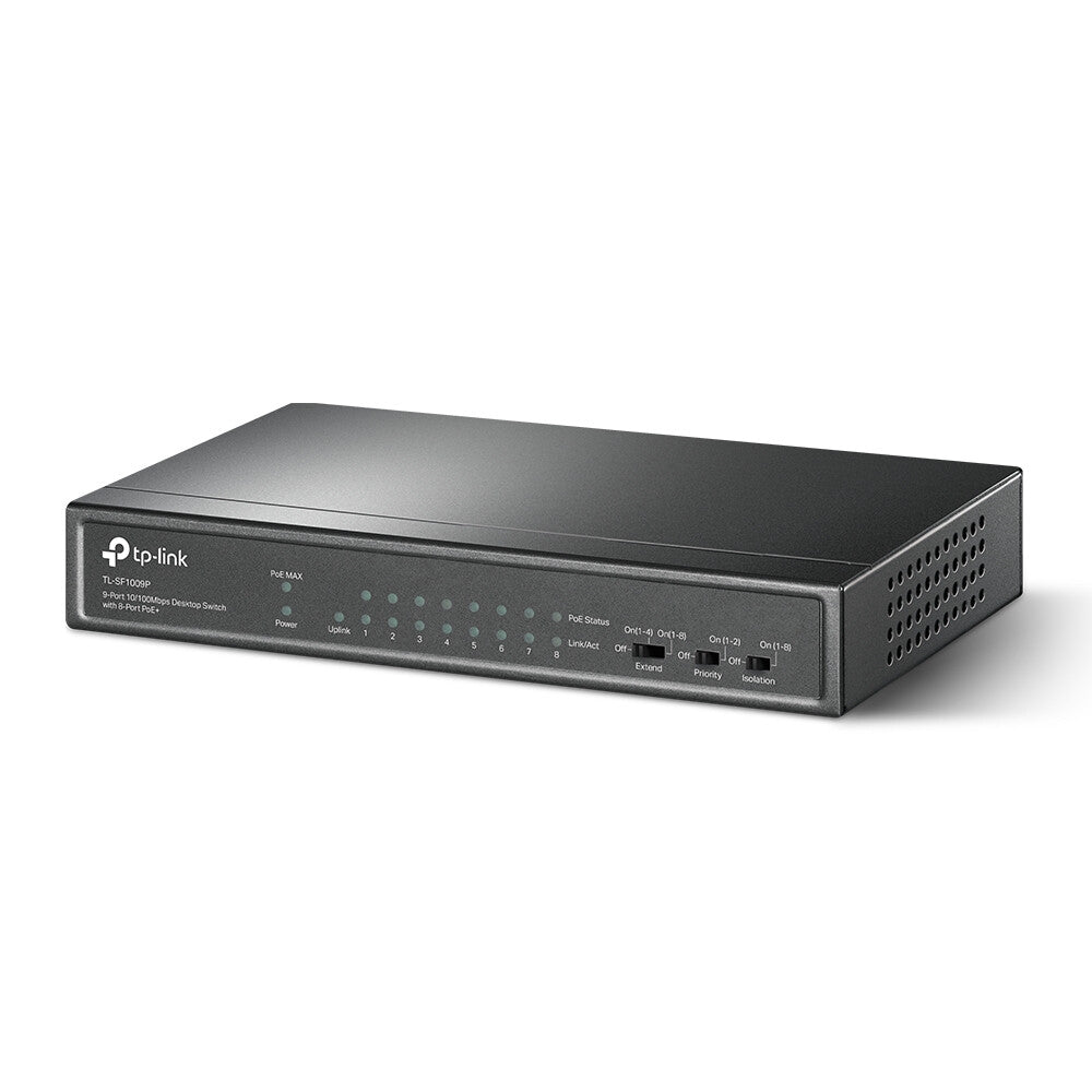 TP-Link TL-SF1009P netværksswitch Ikke administreret Fast Ethernet (10/100) Strøm over Ethernet (PoE) Sort