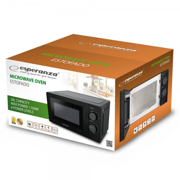 Esperanza ESTOFADO Sort Solo mikroovn Bordplade 20 L 700 W