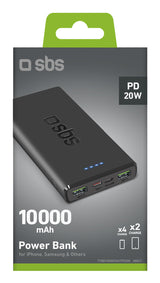SBS TTBB10000FASTPD2 powerbank 10000 mAh Sort