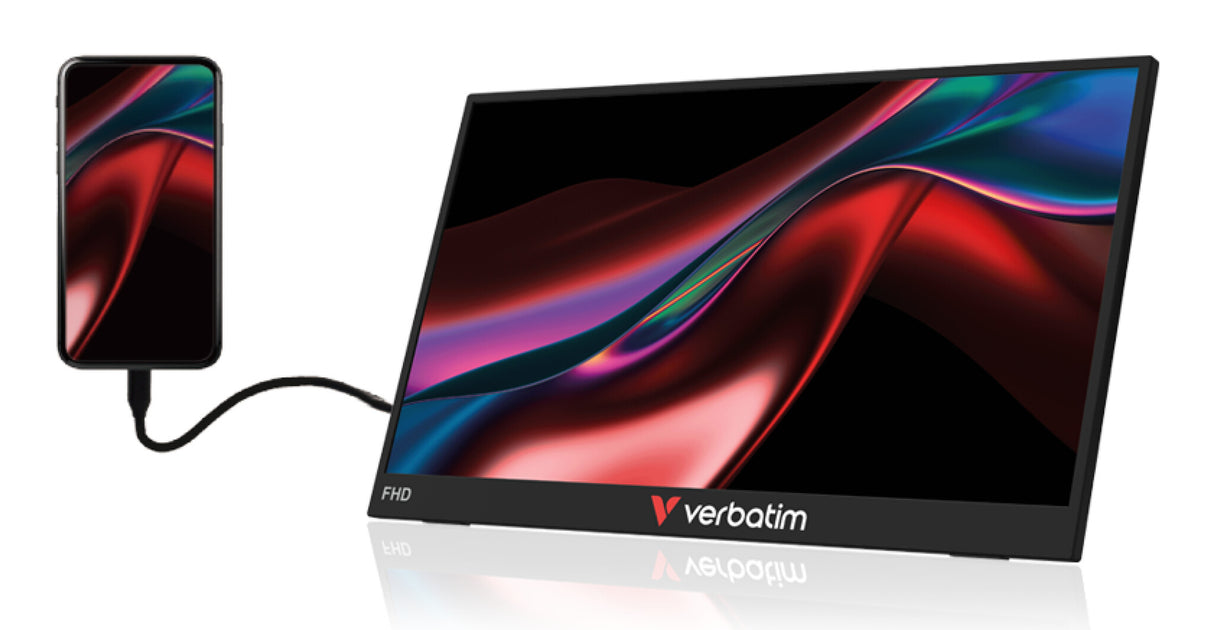 Verbatim Portable 15.6" FHD Monitor LIGHT Bærbar skærm Sort 39,6 cm (15.6") LCD 1920 x 1080 pixel