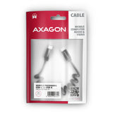 Axagon Data and charging USB 2.0 cable 1.1 m long. PD 60W, 3A. Black twisted. USB-kabel 1,1 m USB C 0,48 Gbit/sek. Sort