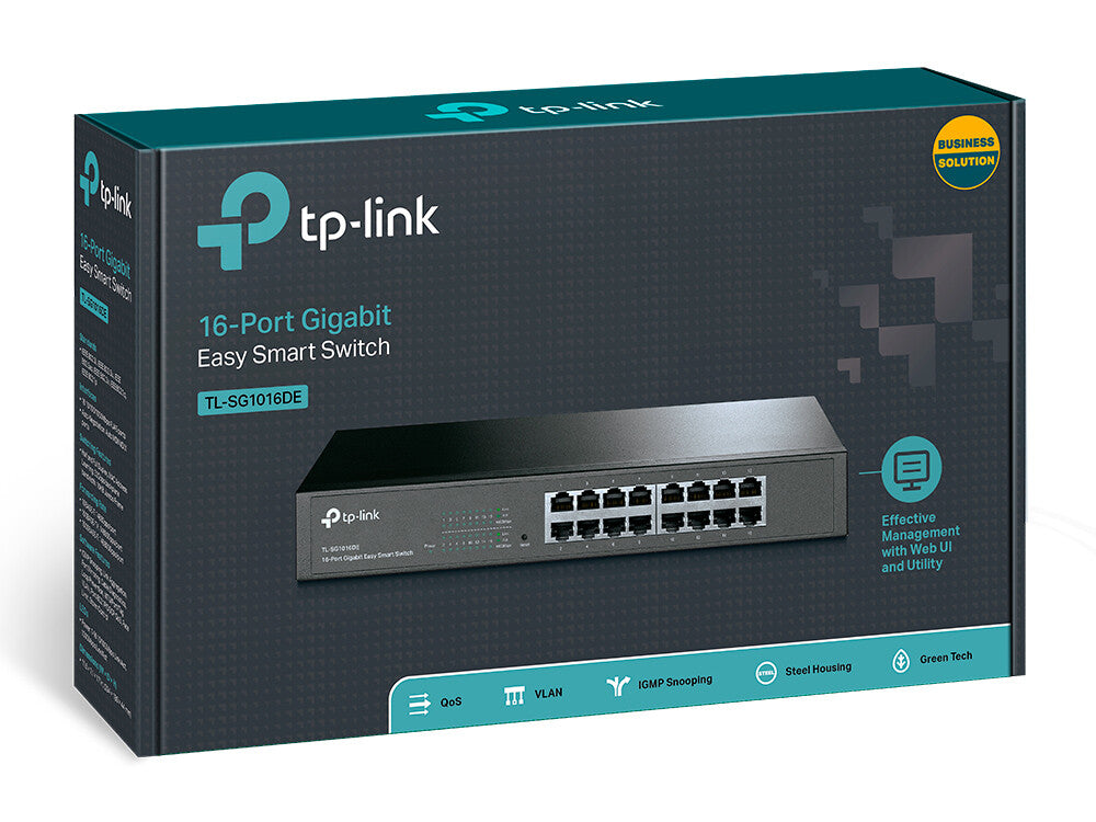 TP-Link TL-SG1016DE Administreret L2 Gigabit Ethernet (10/100/1000) 1U Sort