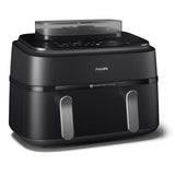 Philips 5000 series NA551/00 frituregryde Dobbelt 9 L Enkeltstående 2750 W Varmluftsteger Sort, Sølv