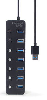 Gembird UHB-U3P7P-01 interface hub USB 3.2 Gen 1 (3.1 Gen 1) Type-A 5000 Mbit/s Sort