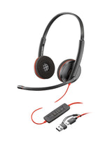 HP Poly Blackwire 3220 Stereo USB-C Headset +USB-C/A Adapter