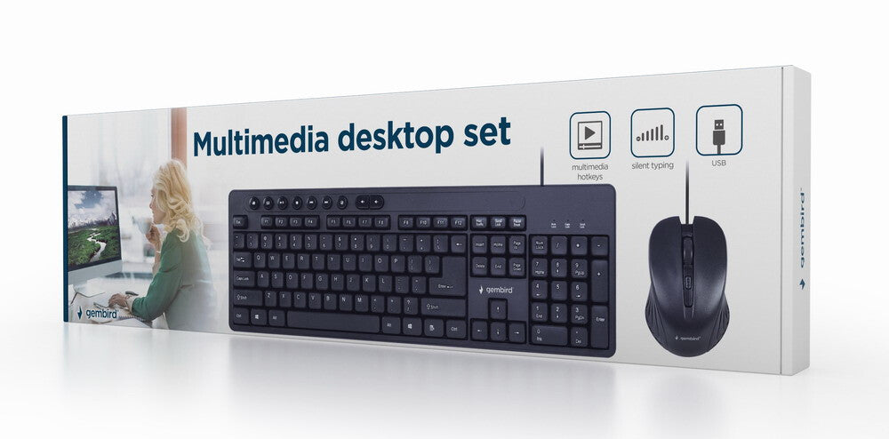 Gembird KBS-UM-04 tastatur Mus inkluderet Universel USB QWERTY US engelsk Sort