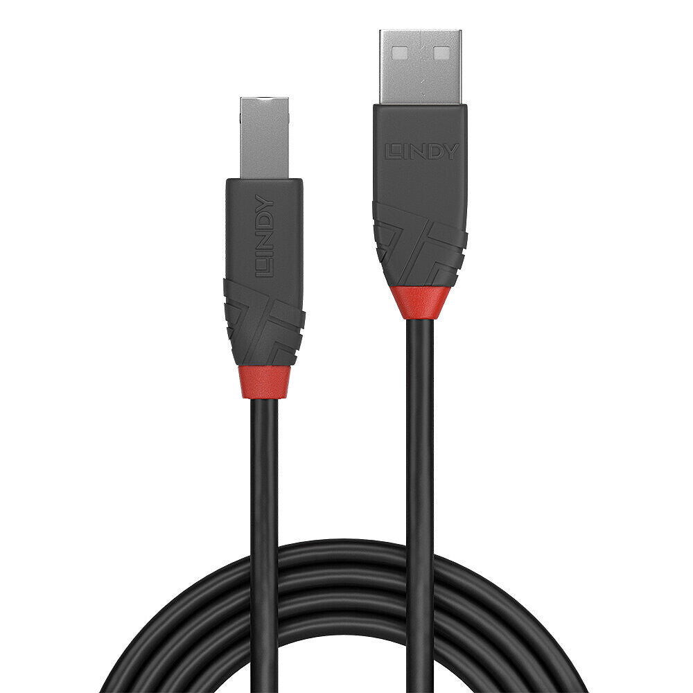 Lindy 36677 USB-kabel USB 2.0 10 m USB A USB B 0,48 Gbit/sek. Sort, Grå, Rød