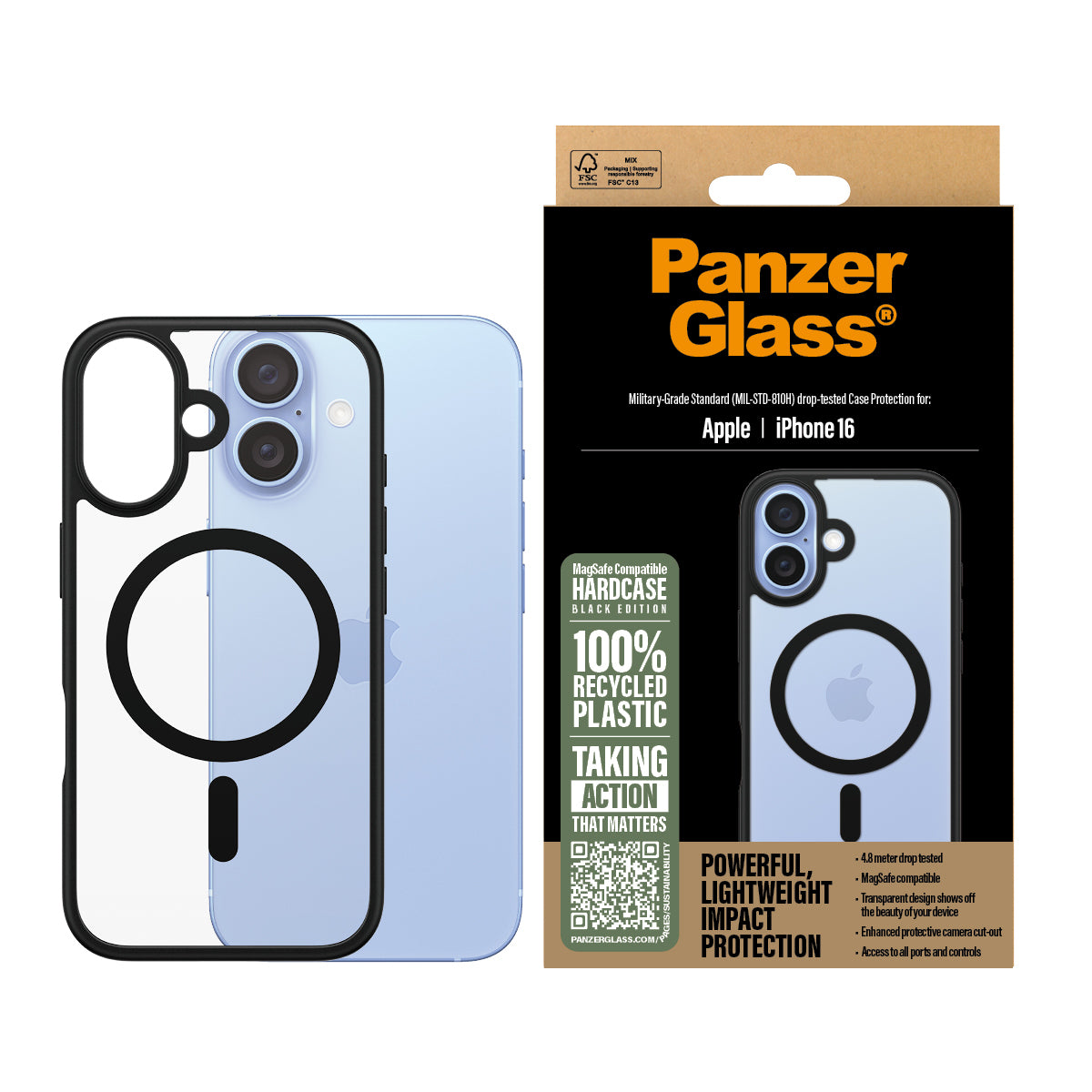 PanzerGlass iPhone 16 HardCase MagSafe, Black