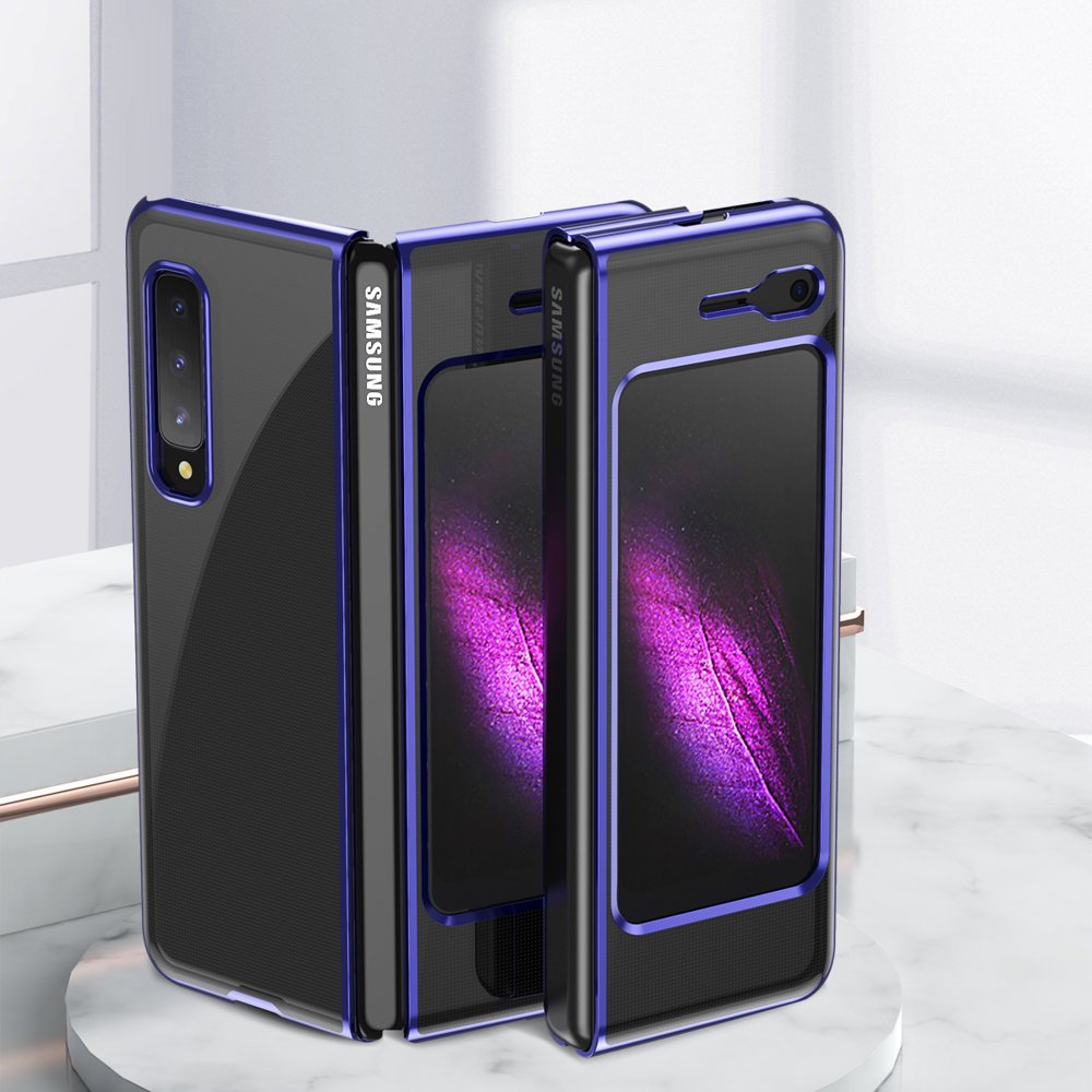 Plating Case Hard case Elektroplateret ramme Cover til Samsung Galaxy Fold blå