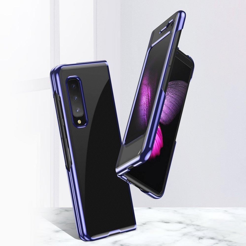 Plating Case Hard case Elektroplateret ramme Cover til Samsung Galaxy Fold blå