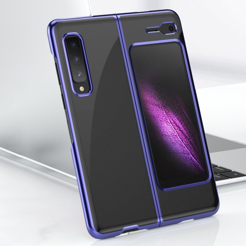 Plating Case Hard case Elektroplateret ramme Cover til Samsung Galaxy Fold blå