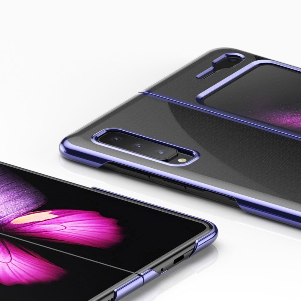Plating Case Hard case Elektroplateret ramme Cover til Samsung Galaxy Fold blå