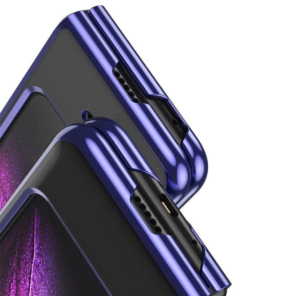 Plating Case Hard case Elektroplateret ramme Cover til Samsung Galaxy Fold blå